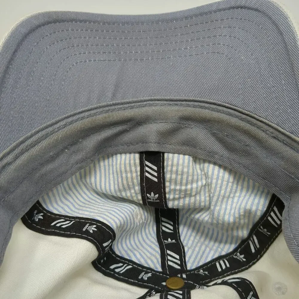 Adidas Baseball Cap White One Size Trefoil Logo Slideback Cotton Embroidered Hat